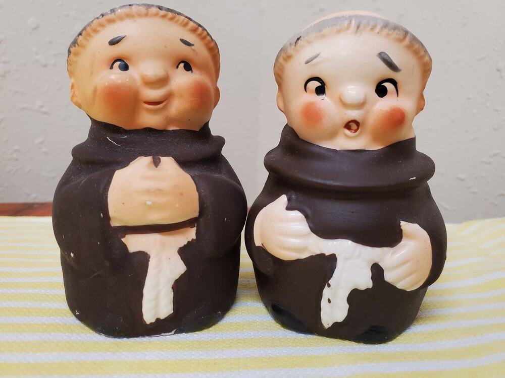 Vintage Monk Salt & Pepper Shakers